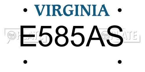 E585AS Virginia License Plate