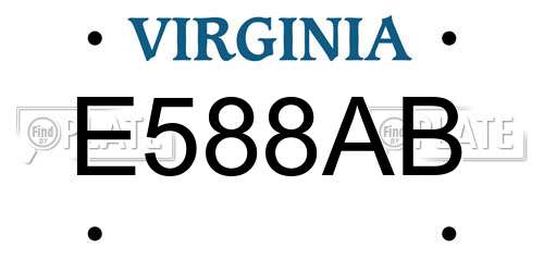 E588AB Virginia License Plate