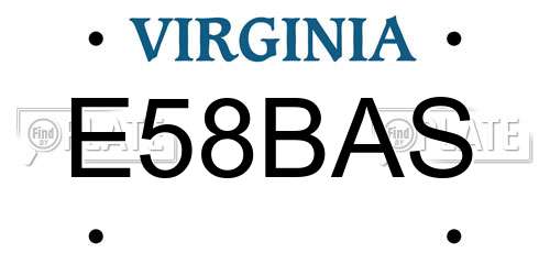 E58BAS Virginia License Plate