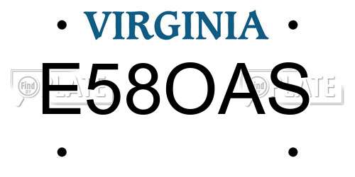 E58OAS Virginia License Plate