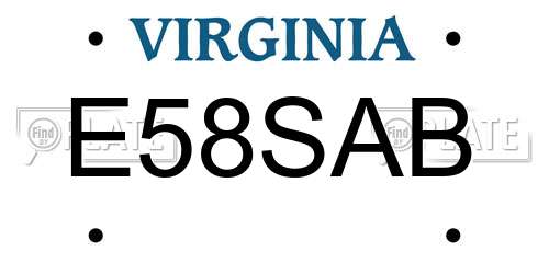 E58SAB Virginia License Plate