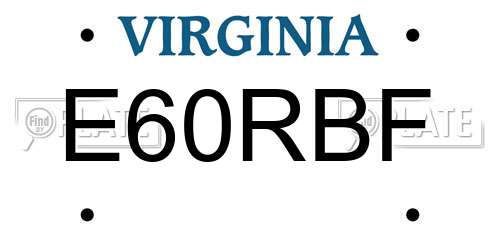 E60RBF Virginia License Plate