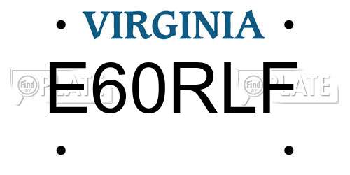 E60RLF Virginia License Plate