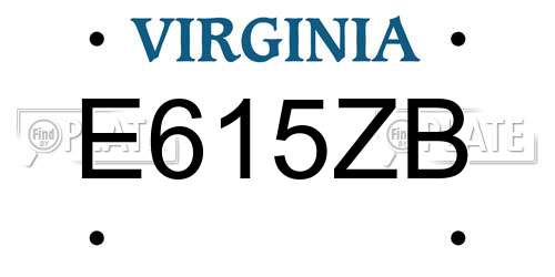 E615ZB Virginia License Plate