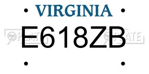 E618ZB Virginia License Plate