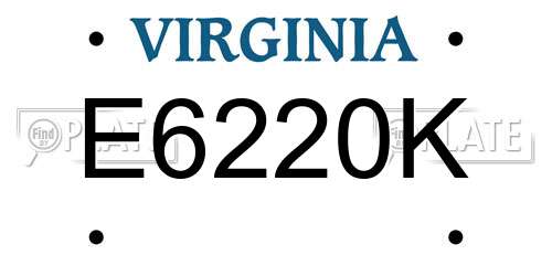 E6220K Virginia License Plate