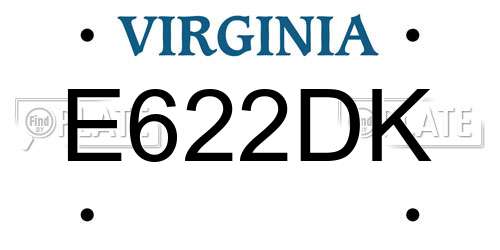 E622DK Virginia License Plate
