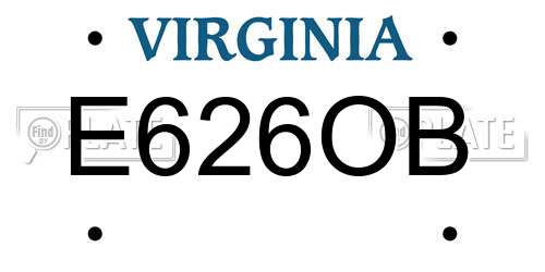 E626OB Virginia License Plate