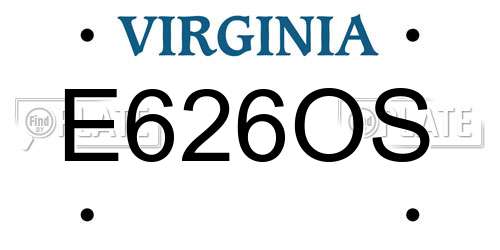 E626OS Virginia License Plate