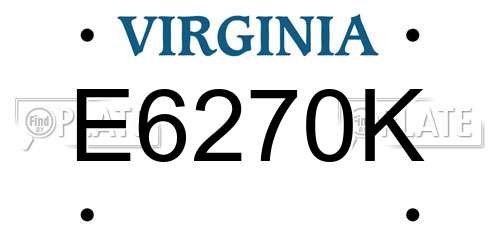 E6270K Virginia License Plate
