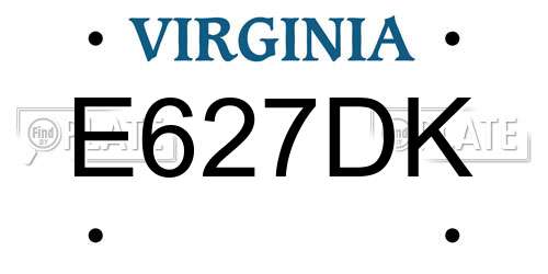 E627DK Virginia License Plate