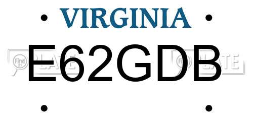 E62GDB Virginia License Plate