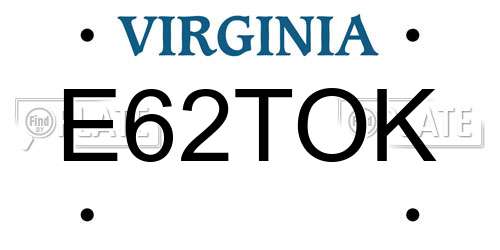 E62TOK Virginia License Plate