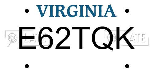 E62TQK Virginia License Plate