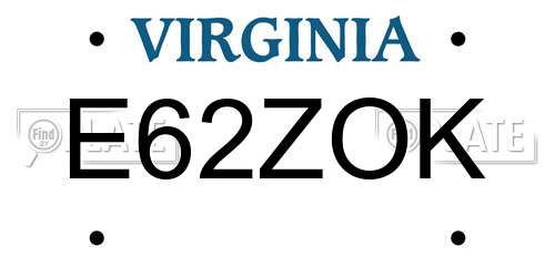 E62ZOK Virginia License Plate