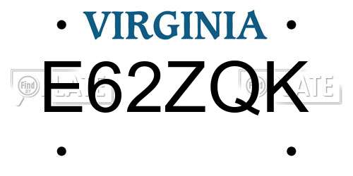 E62ZQK Virginia License Plate