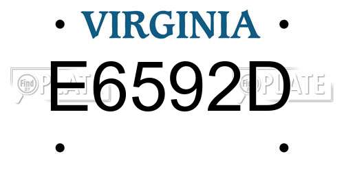 E6592D Virginia License Plate