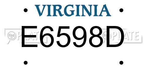 E6598D Virginia License Plate