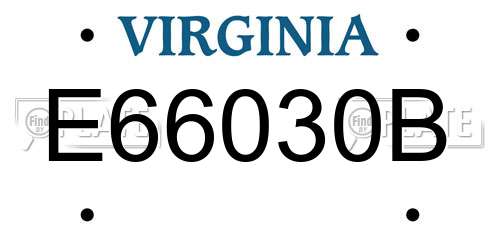 E66030B Virginia License Plate