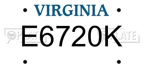 E6720K Virginia License Plate