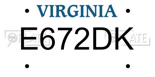 E672DK Virginia License Plate