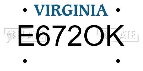 E672OK Virginia License Plate
