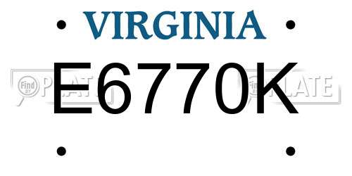 E6770K Virginia License Plate