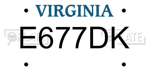 E677DK Virginia License Plate