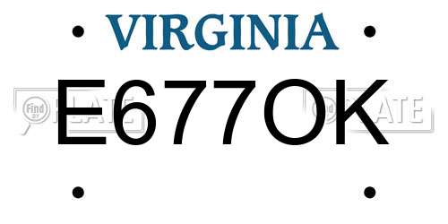 E677OK Virginia License Plate