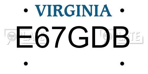 E67GDB Virginia License Plate