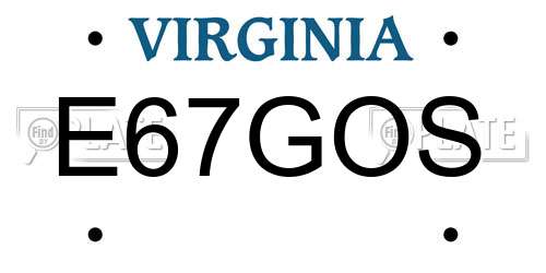 E67GOS Virginia License Plate