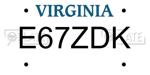 E67ZDK Virginia License Plate
