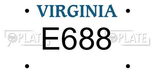 E688 Virginia License Plate