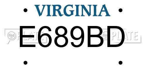 E689BD Virginia License Plate