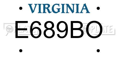 E689BO Virginia License Plate