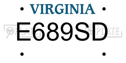 E689SD Virginia License Plate