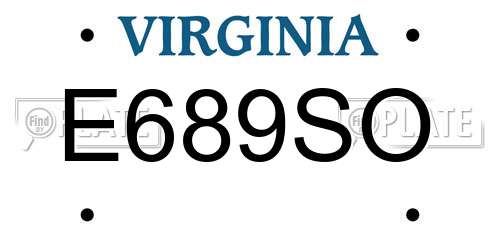 E689SO Virginia License Plate