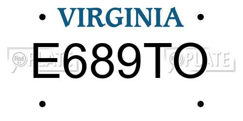 E689TO Virginia License Plate