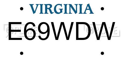 E69WDW Virginia License Plate