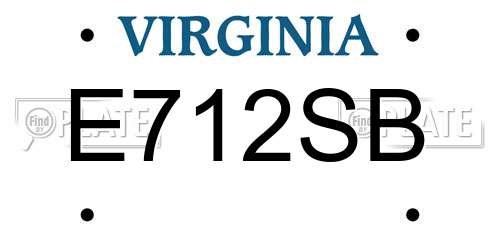E712SB Virginia License Plate