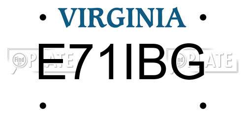 E71IBG Virginia License Plate