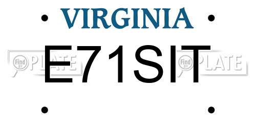 E71SIT Virginia License Plate