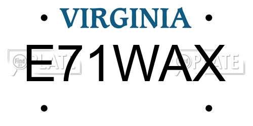 E71WAX Virginia License Plate