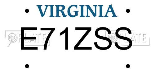 E71ZSS Virginia License Plate