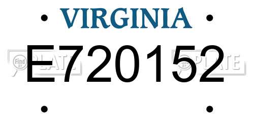 E720152 Virginia License Plate