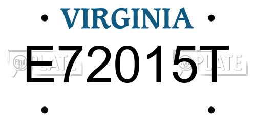 E72015T Virginia License Plate
