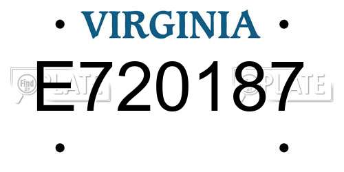 E720187 Virginia License Plate