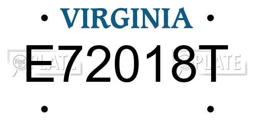E72018T Virginia License Plate