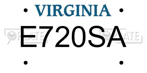 E720SA Virginia License Plate