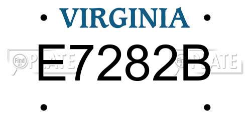 E7282B Virginia License Plate